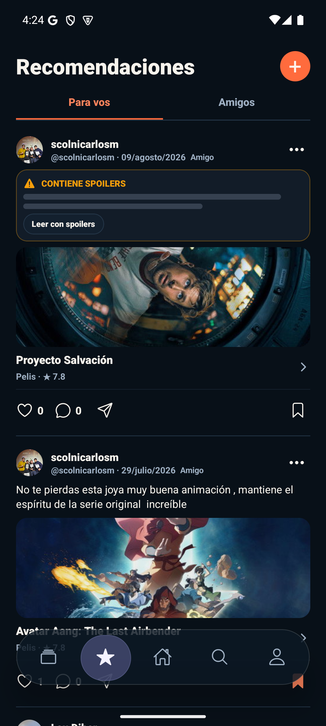 Recomendaciones actuales de Filmbuzz